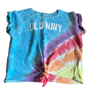 Rainbow Old Navy short sleeve crop top shirt, women’s L 10/12